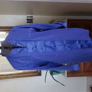 Chico's size 1 royal purple long sleeve tunic in washable silk blend.